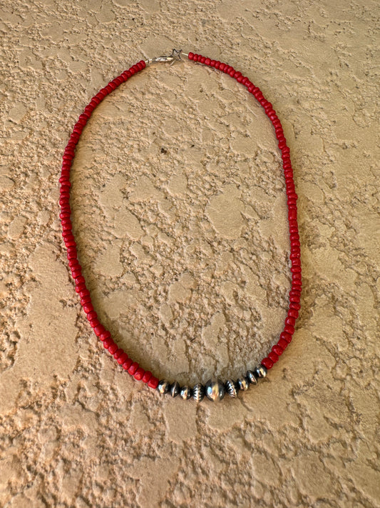 Spotted Cow Pearl Choker - Dark Red