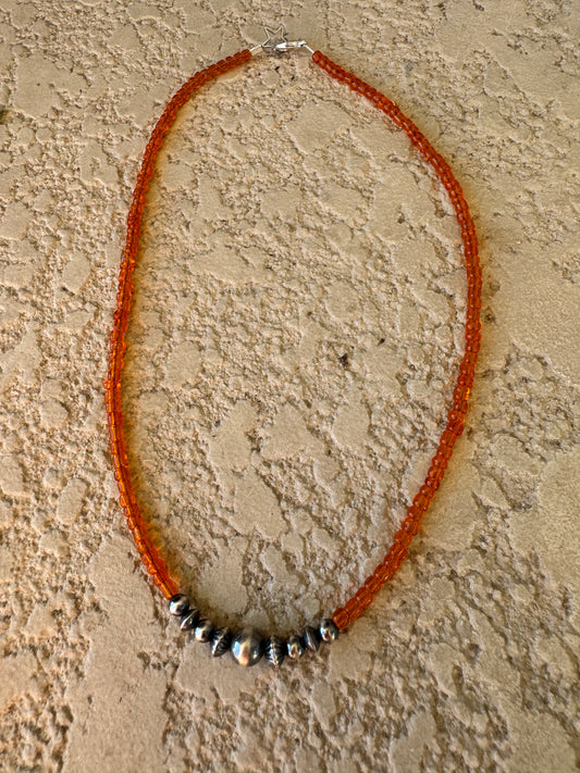 Spotted Cow Pearl Choker - Orange