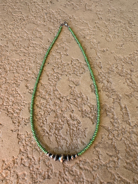 Spotted Cow Pearl Choker - Metallic Green