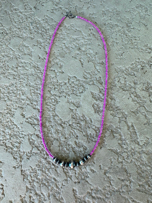 Spotted Cow Pearl Choker - Pink