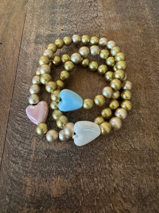 Chunky Love Bracelet - Gold Pastel